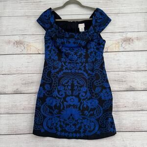 Foxiedox Floral Embroidered Mini Slip Dress Women's Size 8‎ Black/Blue NEW